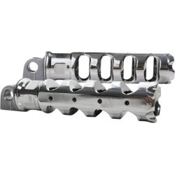 PartzBiz HD DS16202305 - Accutronix Chrome Muzzle Brake Folding Footpegs Pair Harley Male Mount 
