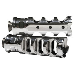 PartzBiz HD DS16021401 - Accutronix Chrome Muzzle Break Shifter Peg Heel/Toe Harley & Custom Application