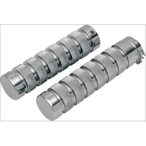 PartzBiz HD: 4424996-Accutronix Custom Gothic Knurled Notched สไตล์ Chrome Hand Grips สำหรับ Harley Cable Throttle PartzBiz HD: 4424996-Accutronix Custom Gothic Knurled Notched สไตล์ Chrome Hand Grips สำหรับ Harley Cable Throttle
