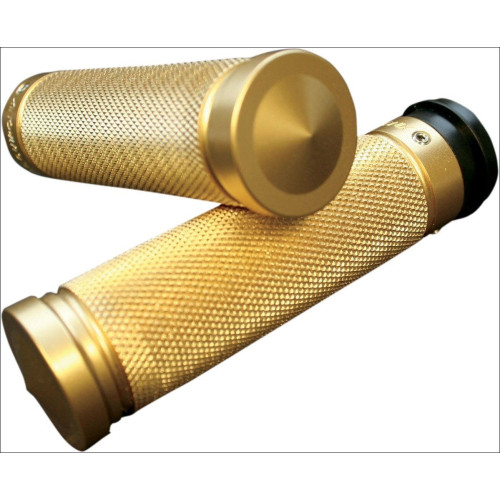 PartzBiz HD: 4424999-Accutronix Custom Gothic Style Knurled Brass Hand Grips for Harley Throttle By Wire
