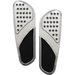 PartzBiz HD DS16211046 - Accutronix FBF01-DVC Chrome Knurled Drilled Front Floorboards Harley 84-Up