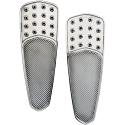 PartzBiz HD DS16211049 - Accutronix FBF01-KDTC Chrome Drilled TearDrop Front Floorboards Harley 84-Up
