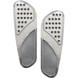 PartzBiz HD DS16211045 - Accutronix FBF01-KDVC Chrome Knurled Drilled Front Floorboards Harley 84-Up