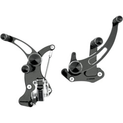 PartzBiz HD DS16220535 - Accutronix FC405-SSN Slotted Black Plus +6 Forward Controls Harley 14-18 FLH/T | FC405-SSN