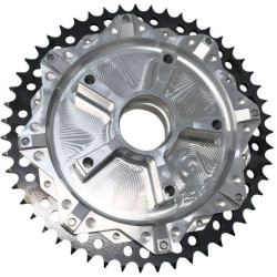 PartzBiz HD DS12102505 - ล้อแม็ก Art Black พร้อม Machine Cush Drive Carrier 51T การแปลงโซ่ Harley FLH/T 09-21