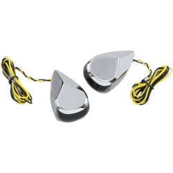 PartzBiz HD DS20201722 - Alloy Art MRL-1C Chrome Smoke Amber Lens LED Signal Marker Lights 98-19 Harley davidson electra road street glide king cvo turn indicator running custom lighting upgrade