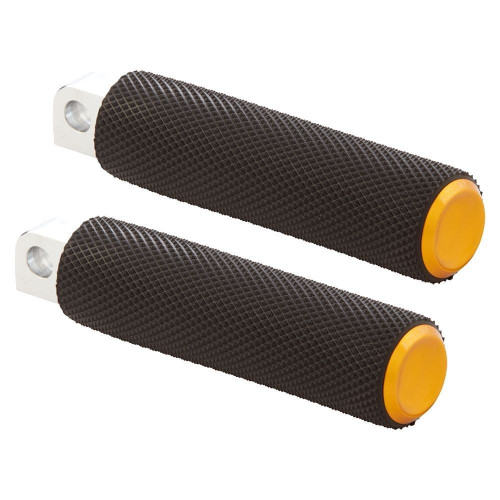 PartzBiz HD: 4424419-Arlen Ness 07-939 Fusion Knurled Male Mount Footpeg w/ Gold End Cap สำหรับ Harley 76-Up