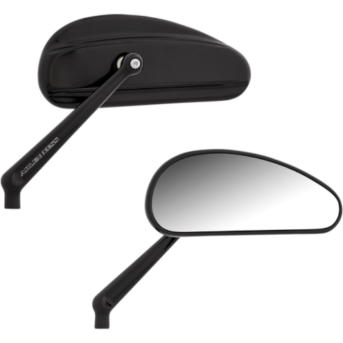 PartzBiz HD: 4424099-Arlen Ness 510-026 Black Downdraft Forged Mirror Set Standard & Metric Mount