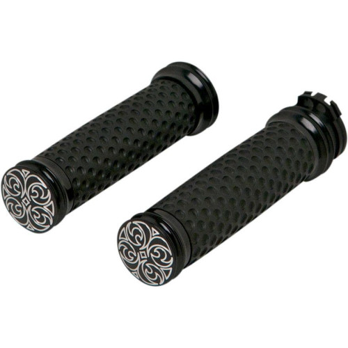 PartzBiz HD: 4423974-Arlen Ness Black Ano Engraved Soft-Touch Hand Grips Dual Cable for Harley | 07-088 PartzBiz HD: 4423974-Arlen Ness Black Ano Engraved Soft-Touch Hand Grips Dual Cable for Harley | 07-088