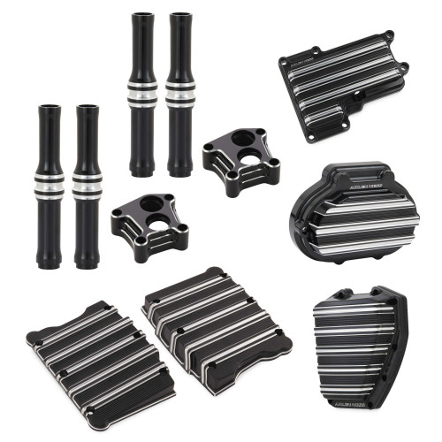 PartzBiz HD: 4423961-Arlen Ness Black 10 Gauge มอเตอร์เกียร์ แพ็คเกจฝาครอบเครื่องยนต์ไฮดรอลิก | 91-120