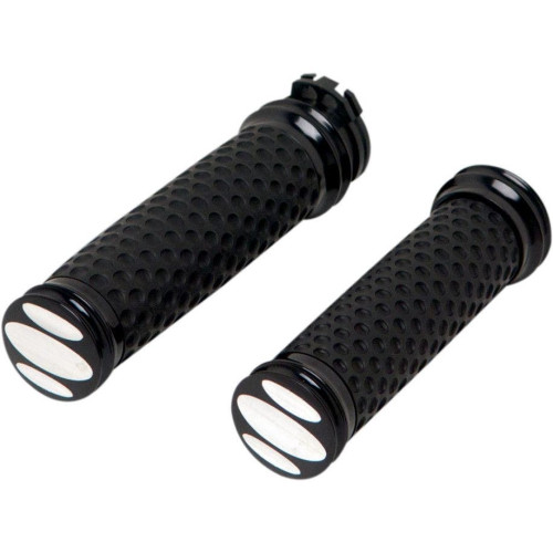 PartzBiz HD: 4423830-Arlen Ness Black Scalloped Soft-Touch Hand Grips Dual Cable สำหรับ Harley | 07-084 PartzBiz HD: 4423830-Arlen Ness Black Scalloped Soft-Touch Hand Grips Dual Cable สำหรับ Harley | 07-084
