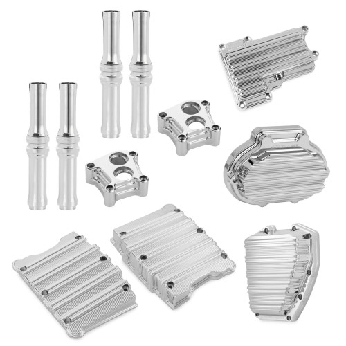 PartzBiz HD: 4423795-Arlen Ness Chrome 10 Gauge Motor Transmission Engine Cover Package Hydraulic | 91-122