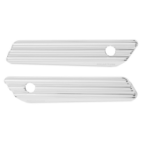 PartzBiz HD: 4423758-Arlen Ness Chrome 10 Gauge ฝาปิดบานพับกระเป๋าข้างสำหรับ Harley 14-21 | 03-609