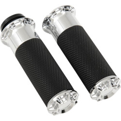 PartzBiz HD AN07-330 - Arlen Ness Fusion Chrome Beveled Hand Grips Harley Dual Cable Throttle Models | 07-330 PartzBiz HD AN07-330 - Arlen Ness Fusion Chrome Beveled Hand Grips Harley Dual Cable Throttle Models | 07-330