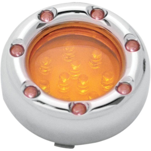 PartzBiz HD: 4423676-Arlen Ness Chrome Fire Ring Turn Signals White LED Amber Lens Bullet Deuce Style - 12-757