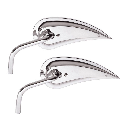 PartzBiz HD: 4423654-กระจกแฮนด์ Arlen Ness Chrome RAD III Teardrop ก้านเหล็ก Harley คู่