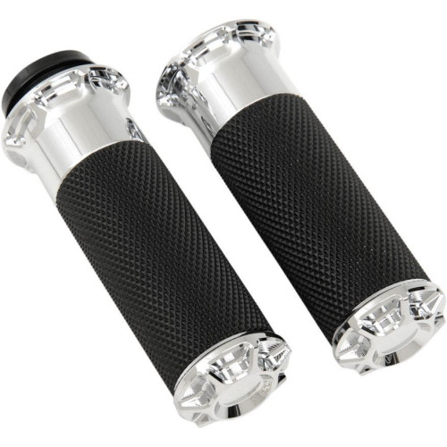 PartzBiz HD: 4423595-Arlen Ness Fusion Chrome Beveled Hand Grips Harley Throttle By Wire รุ่น | 07-328 PartzBiz HD: 4423595-Arlen Ness Fusion Chrome Beveled Hand Grips Harley Throttle By Wire รุ่น | 07-328