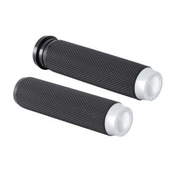 PartzBiz HD ANRC-500-001 - Arlen Ness Rough Crafts Black 1" Grips for Harley TBW Touring & Softail