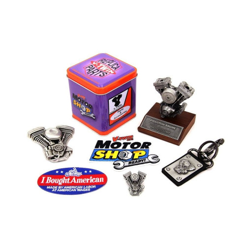 PartzBiz HD: 4423373-Authentic Collector Set - พวงกุญแจหัวเข็มขัดเครื่องยนต์ Harley-Davidson จำลอง
