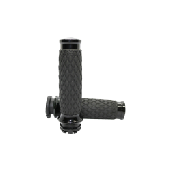 PartzBiz HD AG-DIA-65-ANO - Avon Black Ano Diamond Rubber Contour Hand Grips for Harley Cable Throttle | DIA-65-ANO PartzBiz HD AG-DIA-65-ANO - Avon Black Ano Diamond Rubber Contour Hand Grips for Harley Cable Throttle | DIA-65-ANO