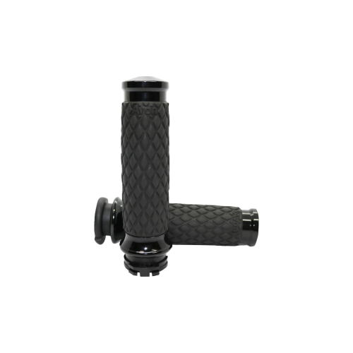 PartzBiz HD: 4423355-Avon Black Ano Diamond Rubber Contour Hand Grips for Harley Throttle By Wire | DIA-65-ANO-FLY PartzBiz HD: 4423355-Avon Black Ano Diamond Rubber Contour Hand Grips for Harley Throttle By Wire | DIA-65-ANO-FLY