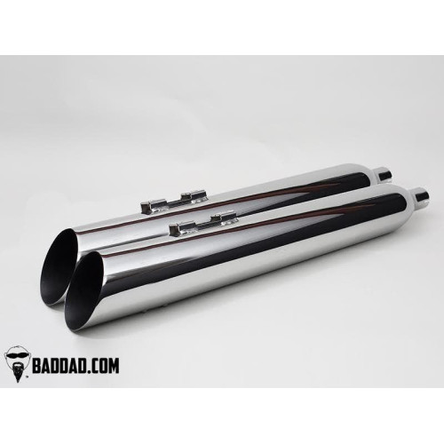 PartzBiz HD: 4423096-Bad Dad 81124-2 Chrome Competition Series Dual 4" Slip On Pipes Harley FL 95-16 full fuel system exhaust air cleaner filter tuner performance best fou