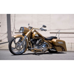 PartzBiz HD BAD-LONG-HDR-09 - Bad Dad Long Strokes Black True Dual Headers สำหรับ Harley 09-13