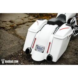 PartzBiz HD BAS-81151-12 - Bad Dad Dual Exhaust Summit Kit w/Classic 992 ไฟท้ายสีดำ 14-Up Harley FL