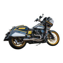 PartzBiz HD DS18002562 - Bassani Black Road Rage II 2-1 Mid Length Exhaust for Harley FLH M8 Milwauke 8 | 1F72M