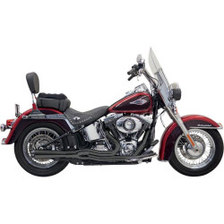 PartzBiz HD DS18001513 - Bassani Black Road Rage II Mega Power Exhaust System Megaphone 86-16 Softail | 1S12RB