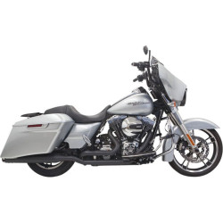 PartzBiz HD DS18001901 - Bassani Black True Dual Down & Under Exhaust w/ 4 " Straight Muffler Harley FL | 1F76RB