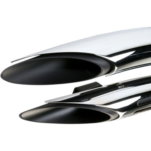 PartzBiz HD: 4422662-Bassani Black Radial Sweeper 2:2 Exhaust w/ Chrome Shields Harley Softail & Dyna | 1SD2F
