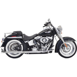 PartzBiz HD DS18001742 - Bassani Chrome 30" True Duals Fishtail Mufflers w/ Baffles Harley Softail 07-15 | Bassani
