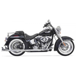 PartzBiz HD DS18001737 - Bassani Chrome 33" True Duals Fishtail Mufflers No Baffles Harley Softail 07-15 | Bassani