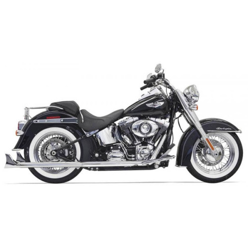 PartzBiz HD: 4422628-Bassani Chrome 33" True Duals Fishtail Mufflers No Baffles Harley Softail 07-15 | Bassani