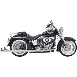 PartzBiz HD DS18001744 - Bassani Chrome 36" True Duals Fishtail Mufflers w/ Baffles Harley Softail 07-15 | Bassani