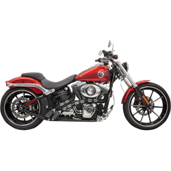 PartzBiz HD DS18001614 - Bassani Chrome Radial Sweeper 2:2 Exhaust w/ Black Shields Harley Softail & Dyna | 1SD2FB