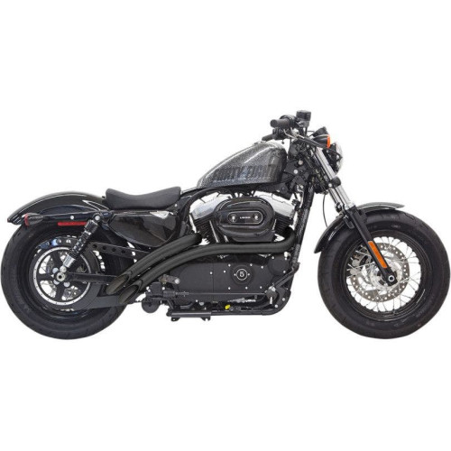 PartzBiz HD: 4422586-Bassani Black Radial Sweeper 2:2 Exhaust w/ Heat Shields Harley Sportster 14-16 | 1X2FB