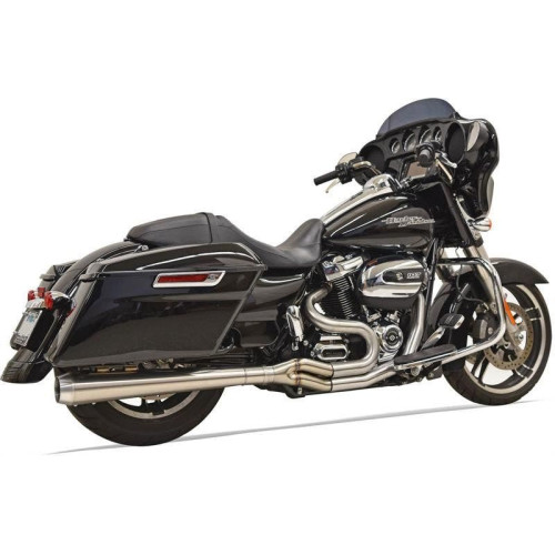 PartzBiz HD: 4422599-Bassani Stainless Road Rage III 2 into 1 Long Megaphone Muffler Harley 17-19 FLH 1F21SS