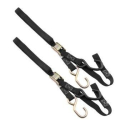 PartzBiz HD TR100514 - BikeMaster 100514 สีดำ 1” x 72” Integrated Soft Hook Tie Downs รถจักรยานยนต์ ATV รถพ่วงขนส่งที่ดีที่สุดสำหรับความแข็งแกร่ง