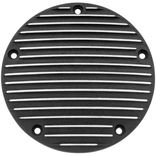 PartzBiz HD: 4422349-Bikers Choice สีดำ Finned 5 Hole Derby Domed Cover Harley Twin Cam 99-16 | 19-006
