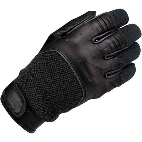 PartzBiz HD: 4422122-Biltwell Bantam Heavy Duty Black Leather Riding Gloves (XS-2XL) cowhide suede internal padding abrasion resistance shock isolation outdoors grip stitched adjustable weather hand protection 33012323 33012324