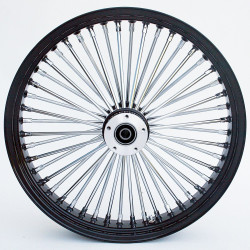 PartzBiz HD MW37-543 - Black/Chrome Ultima 48 Fat King Spoke 21x3.5 Front Dual Disc Wheel Harley 00-07 37-543 Bagger Touring Dresser FLHT FLHX FLHR FLTR Electra Street Road Glide King Classic Limited Ultra