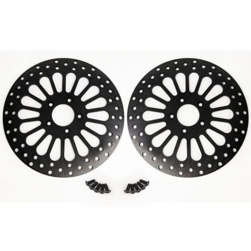 PartzBiz HD: 4421917-DNA Black Super Spoke Dual Front 11.5 Disc Rotor Harley Touring FLH/T