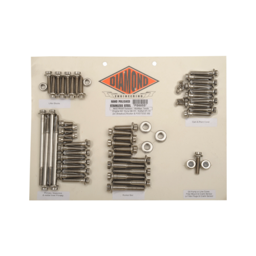 PartzBiz HD: 4421858-ชุดน๊อตเครื่องยนต์สแตนเลสขัดเงา Diamond 12 Point Softail & Dyna 06-15 | PB605S