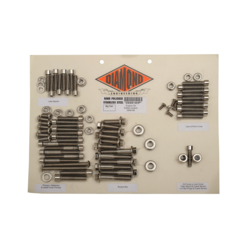 PartzBiz HD: 4421861-ชุดสลักเกลียวเครื่องยนต์สแตนเลสขัดเงา Diamond Engineering OEM Softail 00-06 | DE6514P