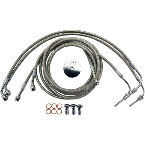 PartzBiz HD: 4421729-La Choppers Stainless Steel Front Brake Line for Harley 08-13 FLTR ABS 18-20 Bars-LA-8050B19