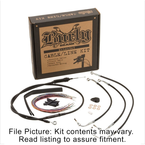 PartzBiz HD: 4421679-Burly Black Vinyl Extended Cable Kit for 16" Bars Harley Touring W/ABS Non CVO | B30-1100