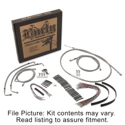 PartzBiz HD B30-1096 - ชุดสายเคเบิล/สายสแตนเลสถัก Burly สำหรับ 18” Apehangers Harley FLHR/C และ FLTR/U/X พร้อม ABS 2008-2013 | eastPerformance.com