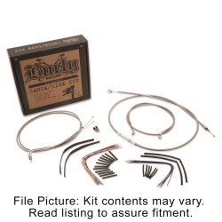 PartzBiz HD B30-1059 - ชุดสายเคเบิล/สายสแตนเลสถัก Burly สำหรับ 18” Apehangers Harley FXST/B/D 2000-2006 | eastPerformance.com